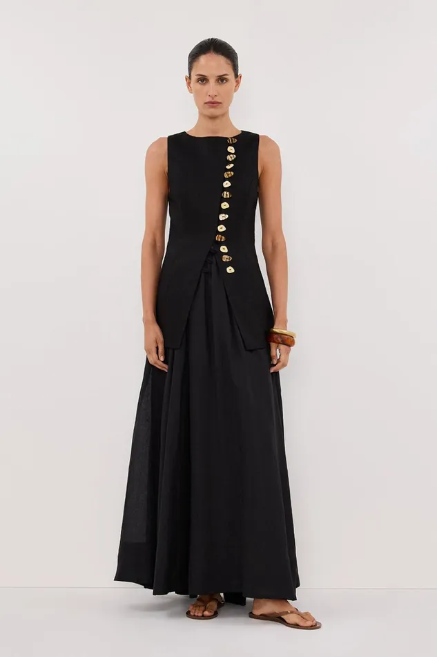 Women Tops DISSH BAYLEE BLACK SLEEVELESS LINEN TOP