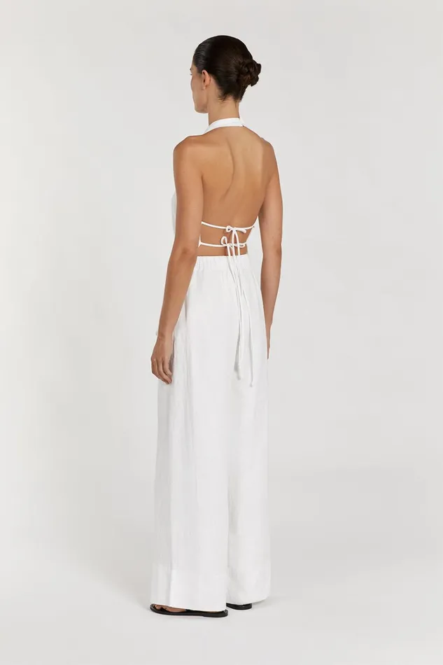 Women Tops DISSH SERENA WHITE LINEN ASYM HALTER TOP