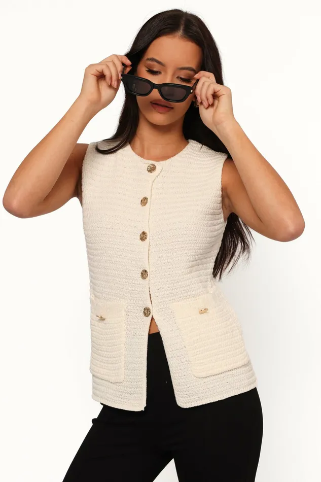 Women Tops Petal and Pup Blair Knit Vest White