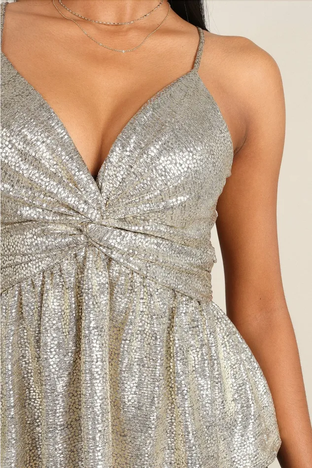 Women Tops Petal and Pup Keleigh Sequin V Neck Top Champagne