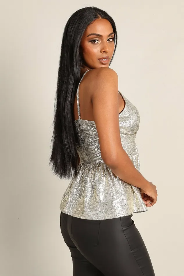 Women Tops Petal and Pup Keleigh Sequin V Neck Top Champagne