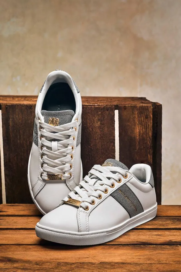 Women Trainers Holland Cooper Knightsbridge Court Trainer Silver Crystal
