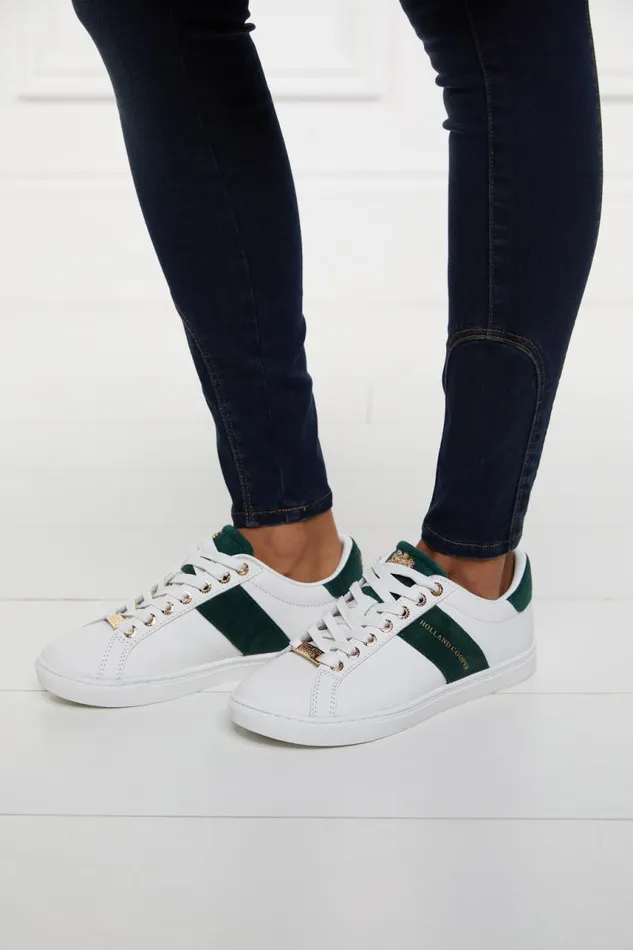 Women Trainers Holland Cooper Knightsbridge Court Trainer White Racing Green Women Trainers Holland Cooper Knightsbridge Court Trainer White Racing Green