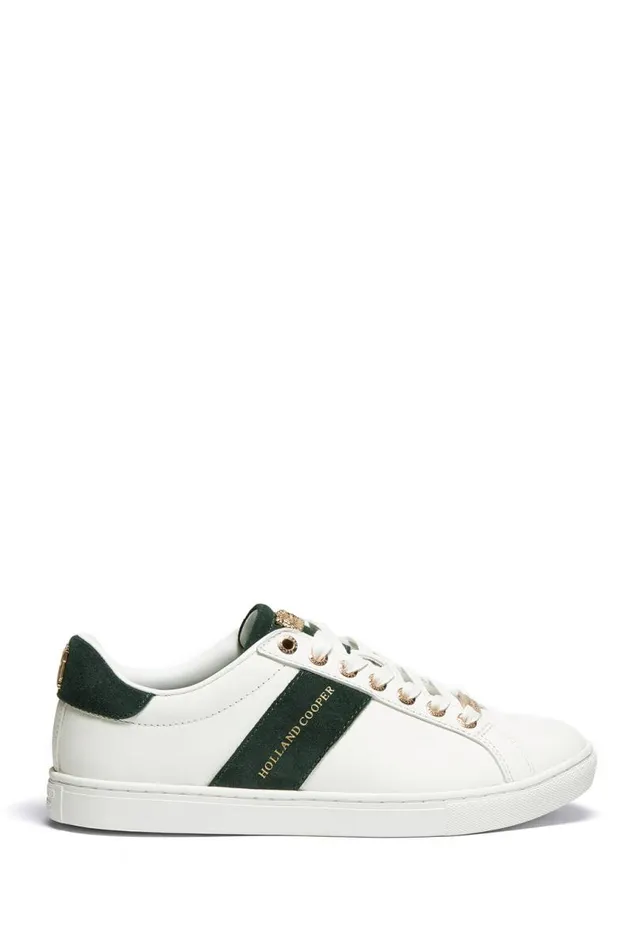Women Trainers Holland Cooper Knightsbridge Court Trainer White Racing Green Women Trainers Holland Cooper Knightsbridge Court Trainer White Racing Green