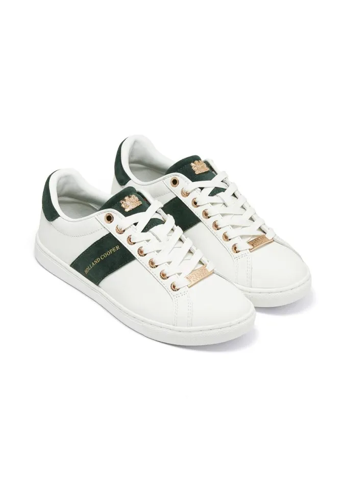 Women Trainers Holland Cooper Knightsbridge Court Trainer White Racing Green Women Trainers Holland Cooper Knightsbridge Court Trainer White Racing Green