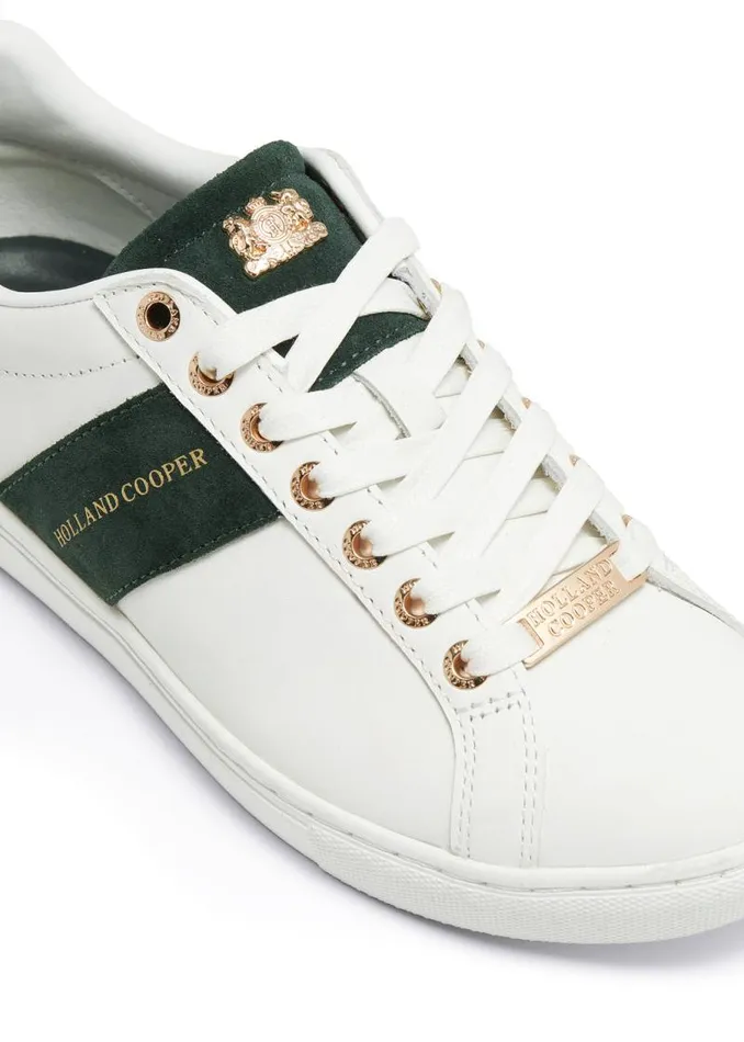Women Trainers Holland Cooper Knightsbridge Court Trainer White Racing Green Women Trainers Holland Cooper Knightsbridge Court Trainer White Racing Green