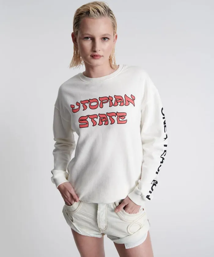 Women UTOPIAN STATE LOGO SWEATER One Teaspoon Hoodies And Sweats