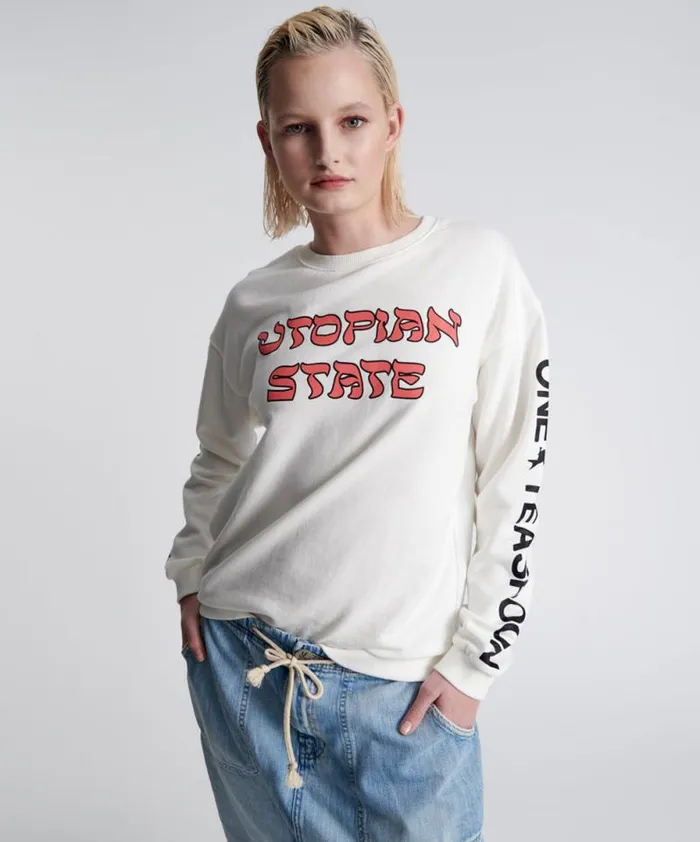 Women UTOPIAN STATE LOGO SWEATER One Teaspoon Hoodies And Sweats Women UTOPIAN STATE LOGO SWEATER One Teaspoon Hoodies And Sweats