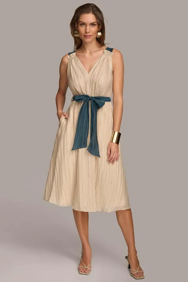 Women V NECK A LINE DRESS WITH SELF TIE BELT Sandtide Donna Karan New York Dresses And Jumpsuits Women V NECK A LINE DRESS WITH SELF TIE BELT Sandtide Donna Karan New York Dresses And Jumpsuits