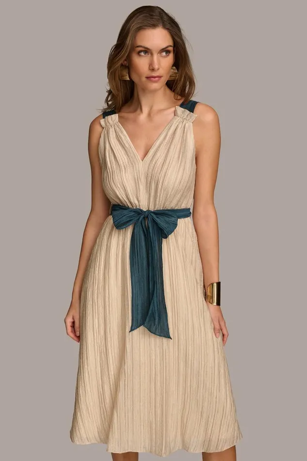 Women V NECK A LINE DRESS WITH SELF TIE BELT Sandtide Donna Karan New York Dresses And Jumpsuits Women V NECK A LINE DRESS WITH SELF TIE BELT Sandtide Donna Karan New York Dresses And Jumpsuits