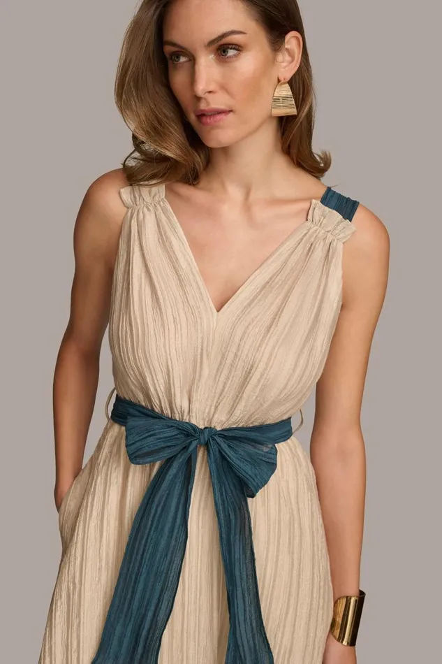 Women V NECK A LINE DRESS WITH SELF TIE BELT Sandtide Donna Karan New York Dresses And Jumpsuits Women V NECK A LINE DRESS WITH SELF TIE BELT Sandtide Donna Karan New York Dresses And Jumpsuits