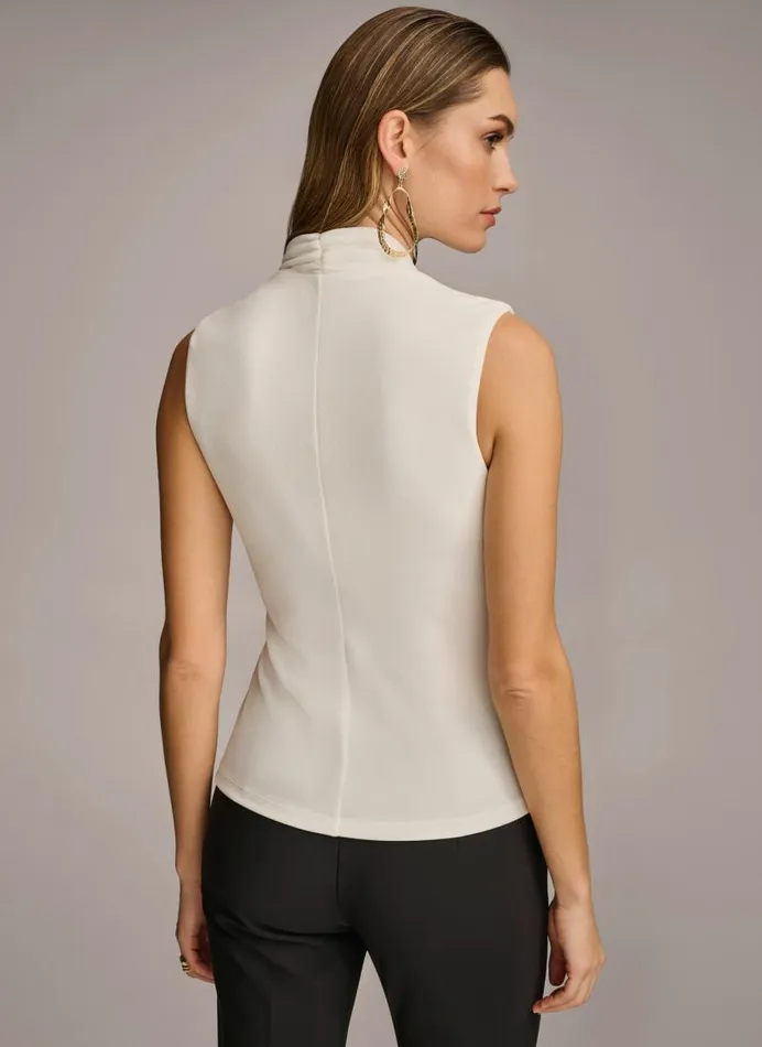 Women VNECK WITH HARDWARE AND RUCHED DETAIL Cream Donna Karan New York Sweaters And Tops Women VNECK WITH HARDWARE AND RUCHED DETAIL Cream Donna Karan New York Sweaters And Tops