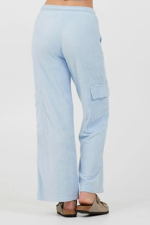 Women Vintage Havana All Bottoms Powder Blue Cord Terry Cargo Pants Powder Blue