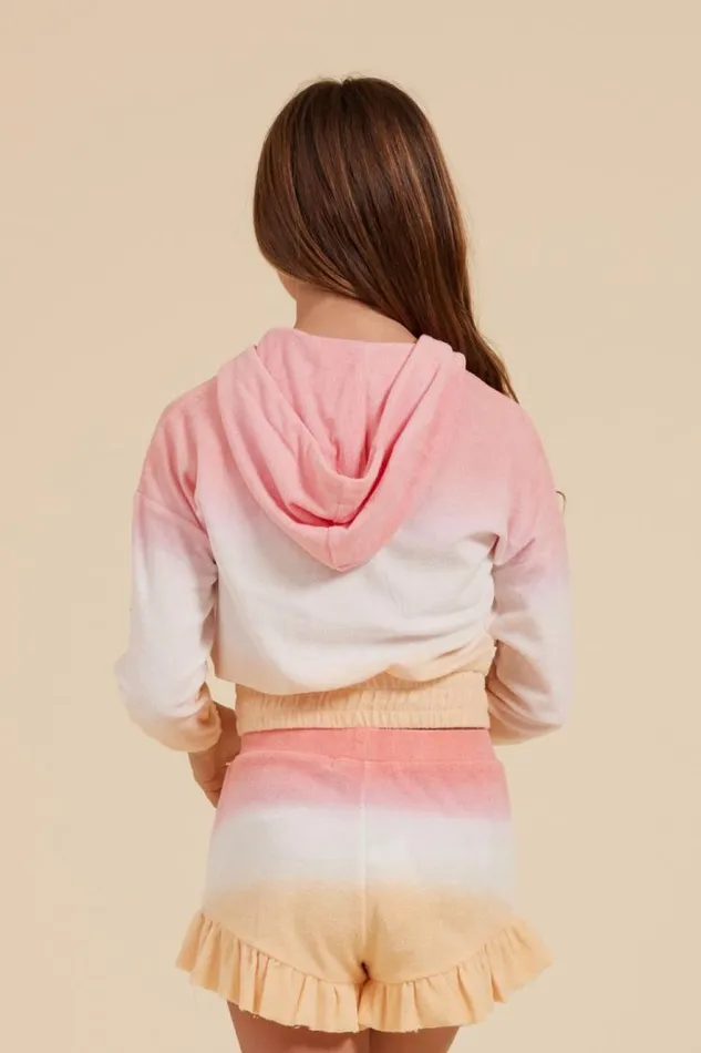 Women Vintage Havana Hoodies PinkWhiteOrange Tie Dye Terry Cloth Elastic Bottom Hoodie Pinkwhiteorange Tie Dye