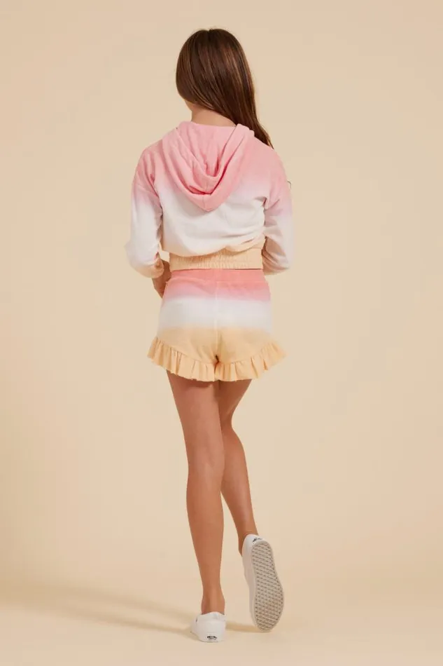Women Vintage Havana Hoodies PinkWhiteOrange Tie Dye Terry Cloth Elastic Bottom Hoodie Pinkwhiteorange Tie Dye
