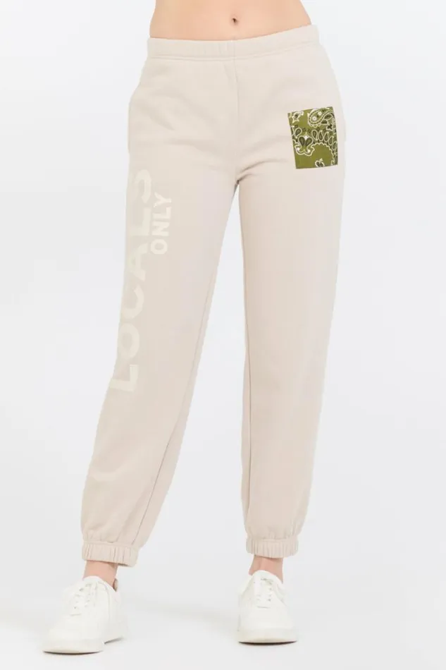 Women Vintage Havana Joggers Neutral Taupe Olive Tan Bandana Patch Jogger Taupe Women Vintage Havana Joggers Neutral Taupe Olive Tan Bandana Patch Jogger Taupe