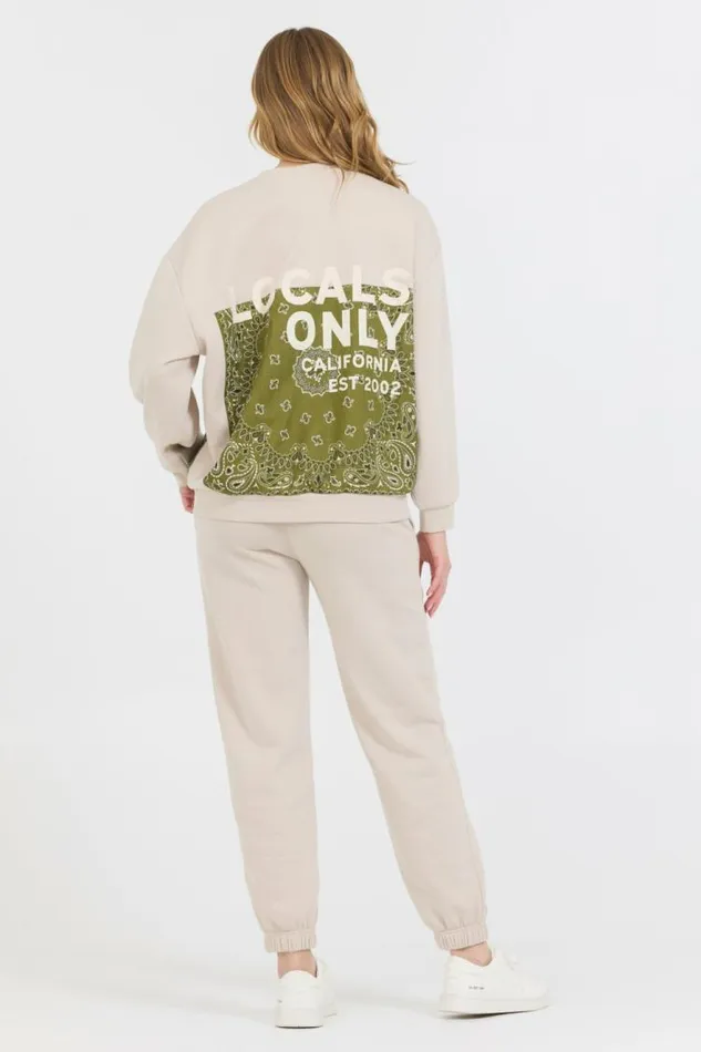Women Vintage Havana Joggers Neutral Taupe Olive Tan Bandana Patch Jogger Taupe