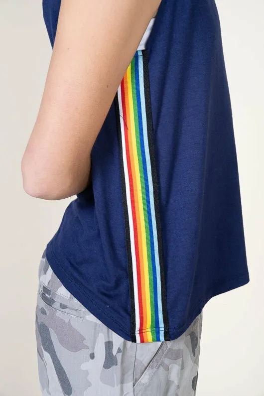 Women Vintage Havana Kids Tops HEART AND STRIPES TANK Blue