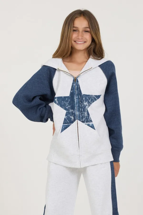 Women Vintage Havana Kids Tops Kids Ash Grey Navy Color Block Oversized Star Hoody Ash Grey Navy Women Vintage Havana Kids Tops Kids Ash Grey Navy Color Block Oversized Star Hoody Ash Grey Navy