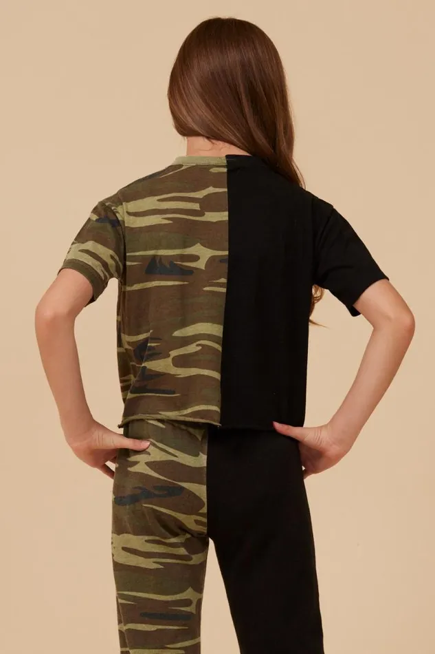 Women Vintage Havana Kids Tops SIDE BY SIDE CAMO TEE