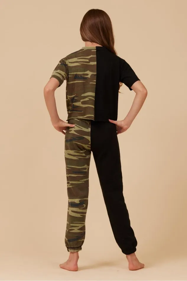 Women Vintage Havana Kids Tops SIDE BY SIDE CAMO TEE