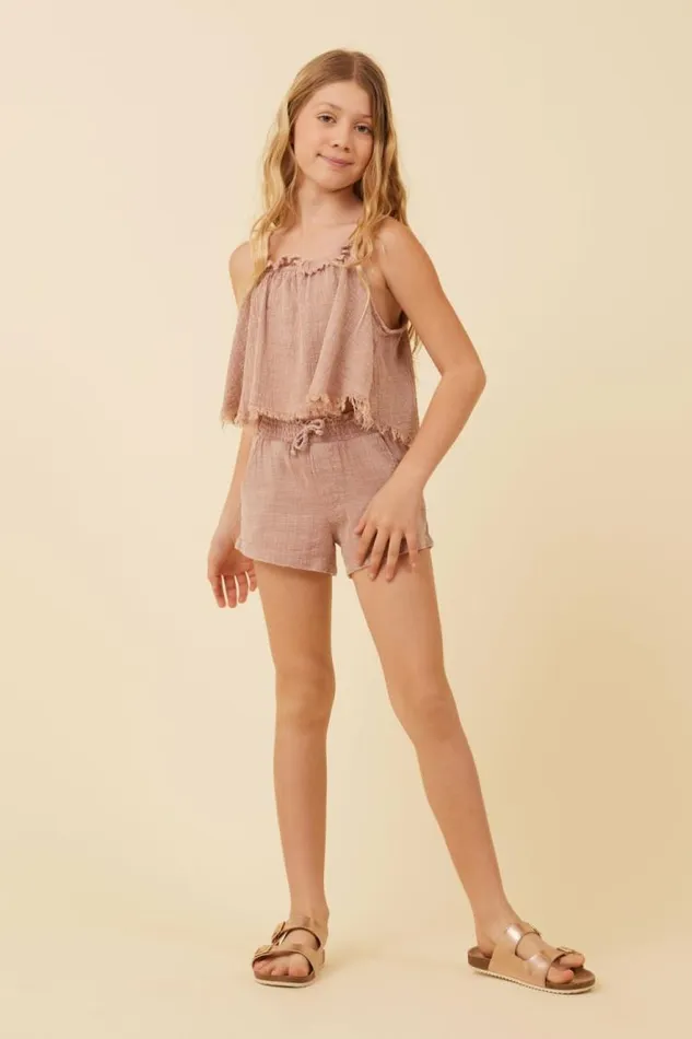 Women Vintage Havana Kids Tops Washed Mauve Texture Flowy Tank Washed Mauve