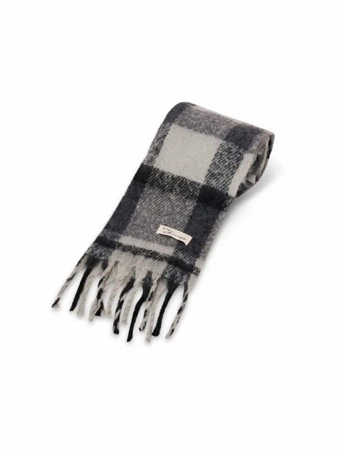 Women Vintage Havana Scarf Ruanas CHECK BRUSH TASSEL SCARF 8211 BLACK Black Women Vintage Havana Scarf Ruanas CHECK BRUSH TASSEL SCARF 8211 BLACK Black