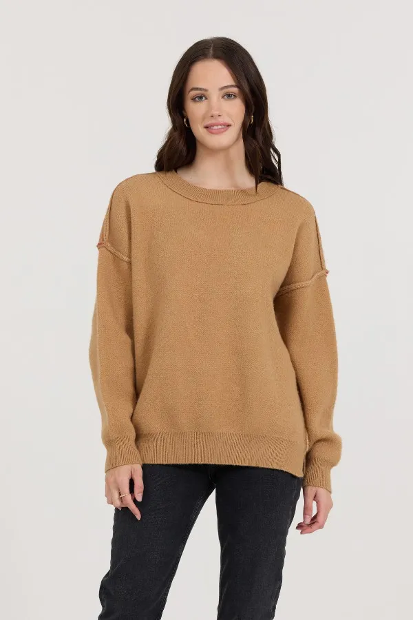 Women Vintage Havana Sweaters CamelRedIvory Love Sweater Camelredivory