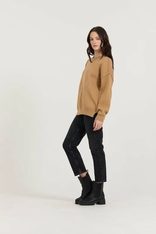 Women Vintage Havana Sweaters CamelRedIvory Love Sweater Camelredivory
