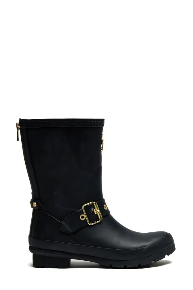 Women Wellington Boots Holland Cooper Sherpa Lined Chelsea Wellington Matte Black