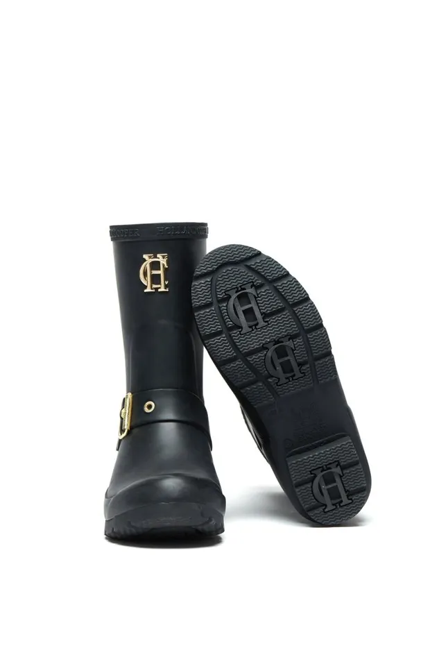 Women Wellington Boots Holland Cooper Sherpa Lined Chelsea Wellington Matte Black
