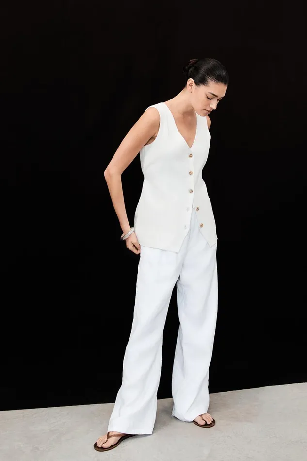 Women White Tops DISSH LISA OFF WHITE TAILORED KNIT VEST