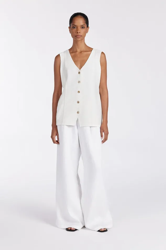 Women White Tops DISSH LISA OFF WHITE TAILORED KNIT VEST