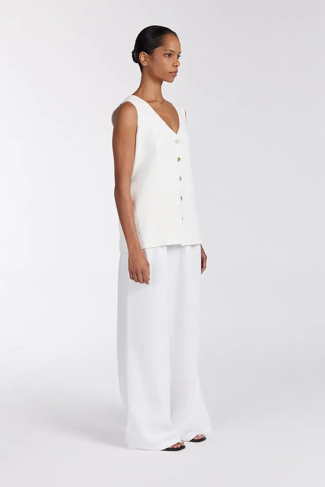 Women White Tops DISSH LISA OFF WHITE TAILORED KNIT VEST