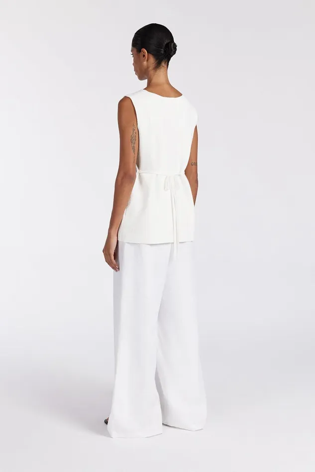Women White Tops DISSH LISA OFF WHITE TAILORED KNIT VEST