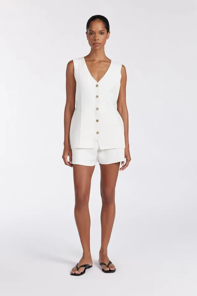 Women White Tops DISSH LISA OFF WHITE TAILORED KNIT VEST