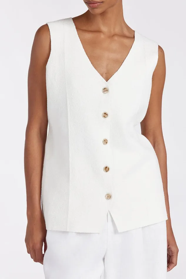 Women White Tops DISSH LISA OFF WHITE TAILORED KNIT VEST