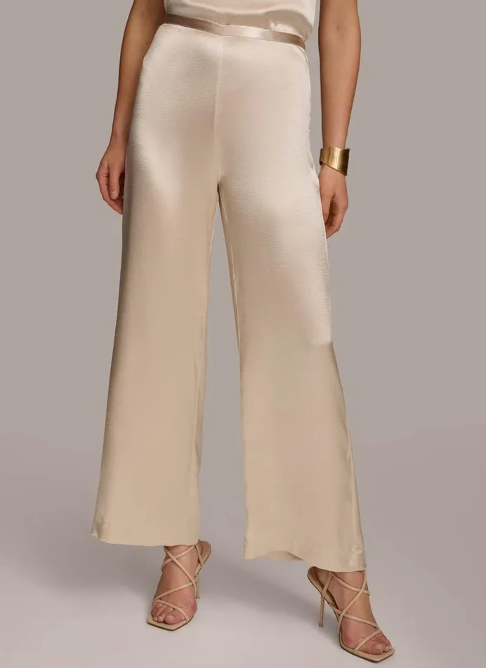 Women WIDE LEG FLAT FRONT Sand Donna Karan New York Pants