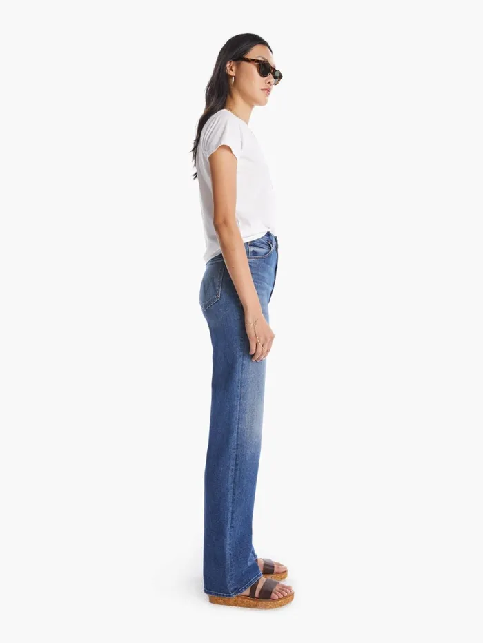 Women Wide Leg Mother Denim High Waisted Tunnel Vision Sneak Bright Blue