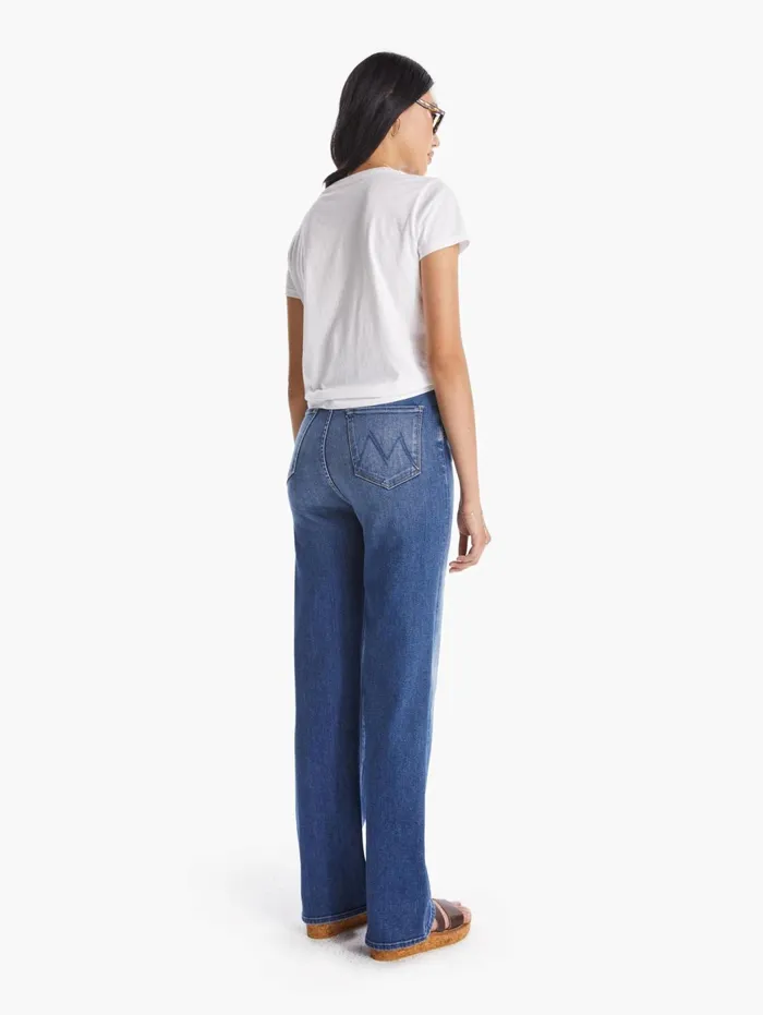Women Wide Leg Mother Denim High Waisted Tunnel Vision Sneak Bright Blue