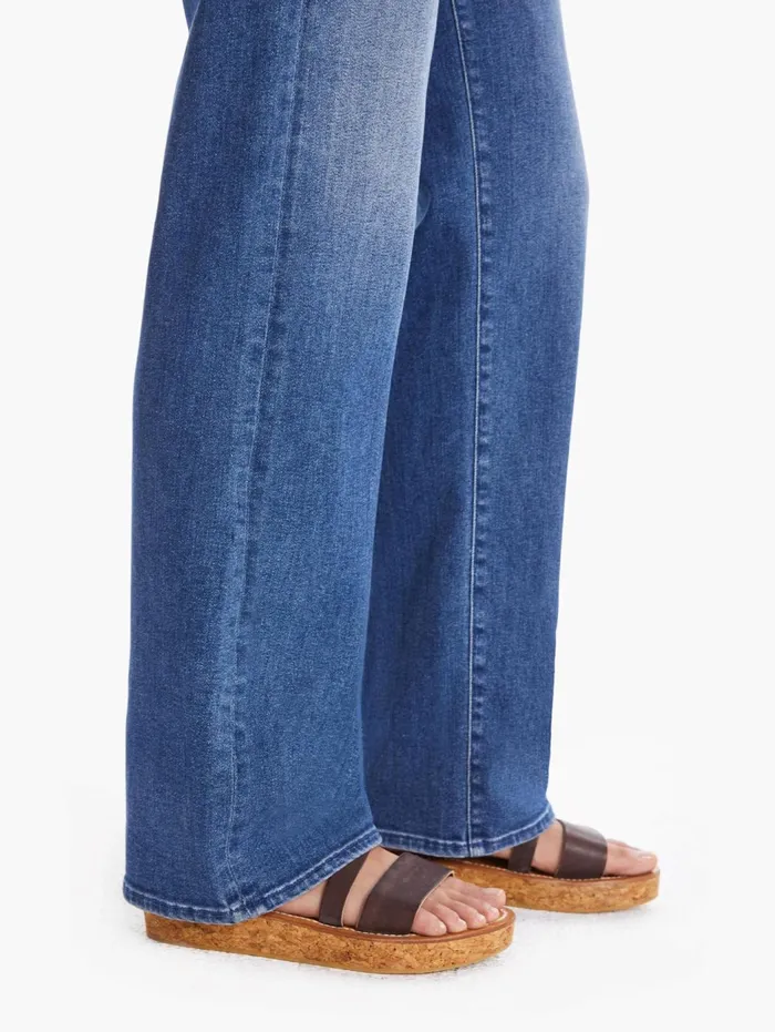 Women Wide Leg Mother Denim High Waisted Tunnel Vision Sneak Bright Blue
