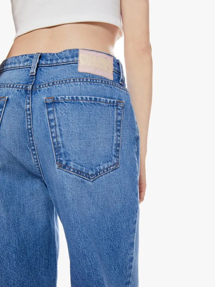 Women Wide Leg Mother Denim SNACKS The Fun Dip Puddle Blue