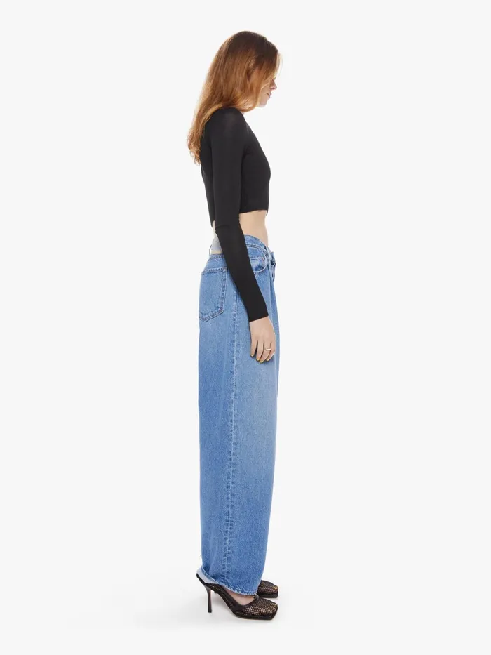 Women Wide Leg Mother Denim SNACKS The Pleated Fun Dip Puddle Blue