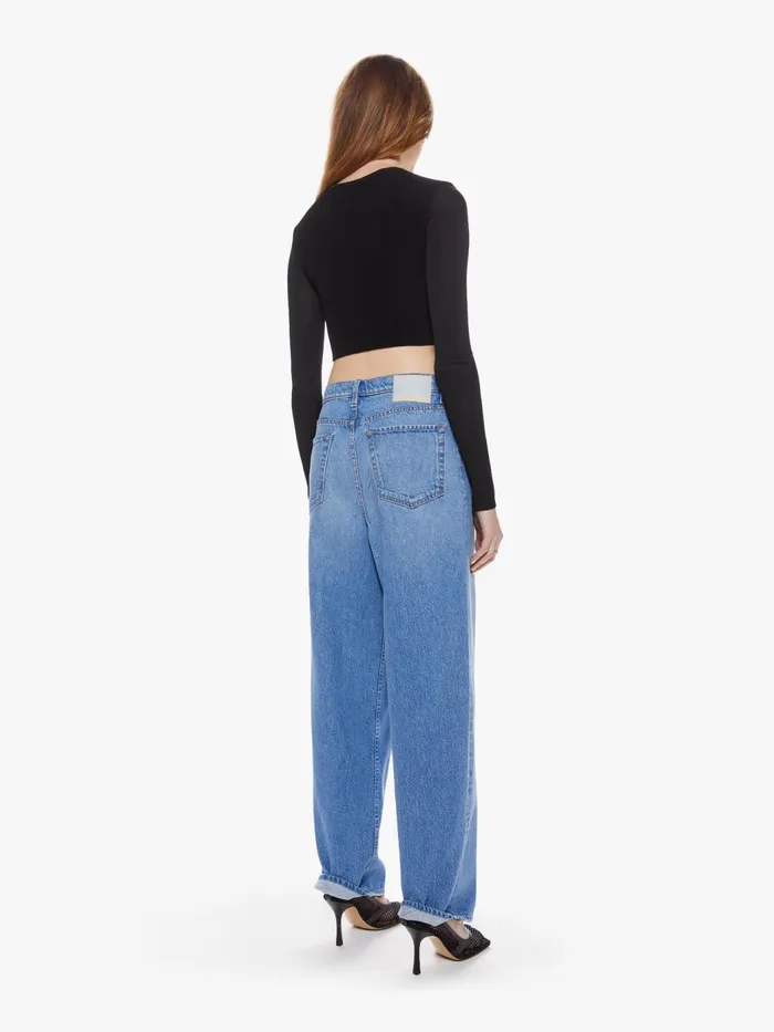 Women Wide Leg Mother Denim SNACKS The Pleated Fun Dip Puddle Blue