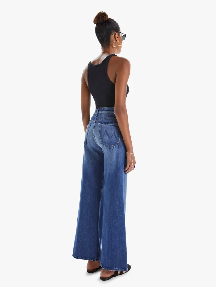 Women Wide Leg Mother Denim The Tomcat Roller Medium Blue