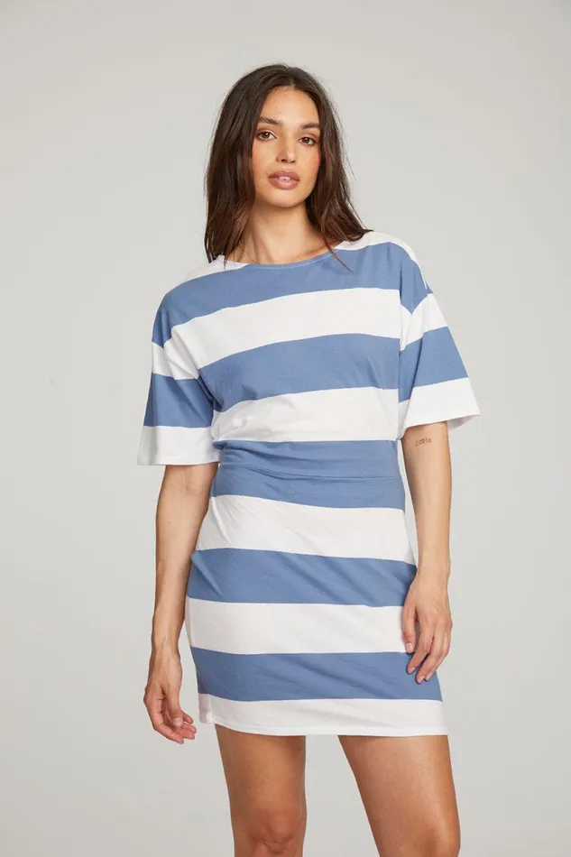 Womens Chaser Brand Dresses Villa Vintage Blue Stripe Mini Dress