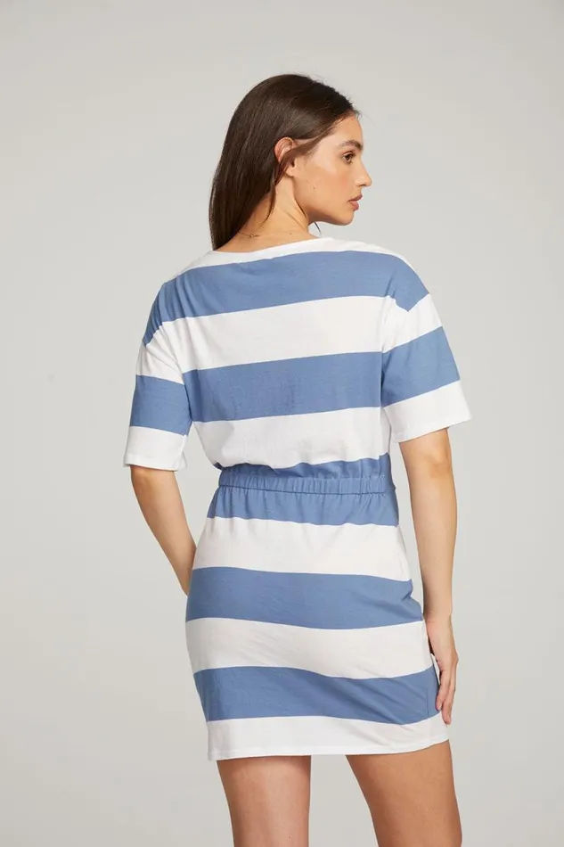 Womens Chaser Brand Dresses Villa Vintage Blue Stripe Mini Dress