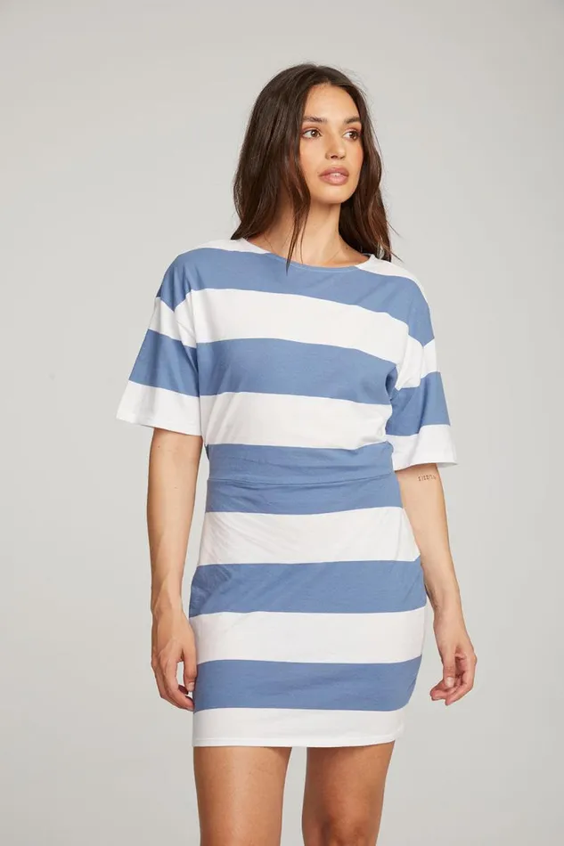 Womens Chaser Brand Dresses Villa Vintage Blue Stripe Mini Dress