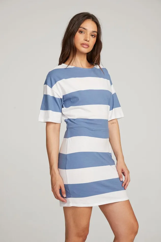 Womens Chaser Brand Dresses Villa Vintage Blue Stripe Mini Dress