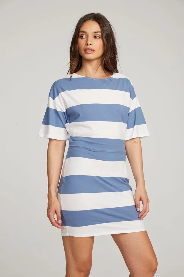 Womens Chaser Brand Dresses Villa Vintage Blue Stripe Mini Dress